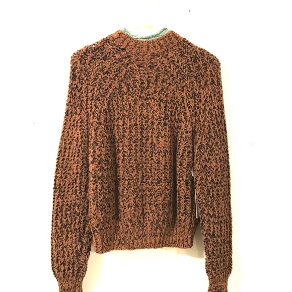 NWT Aritzia Wilfred sweater women L brown/black cotton chunky cozy bohemian - Picture 2 of 11